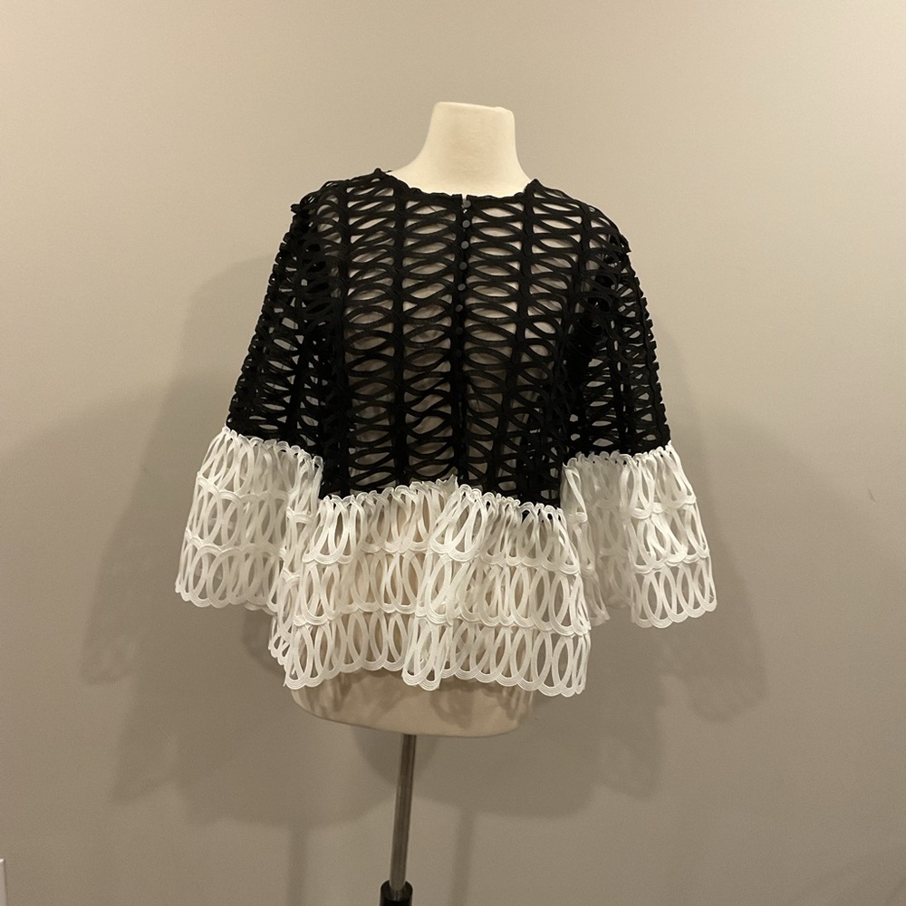 Anne Fontaine Black and White Crochet Blouse